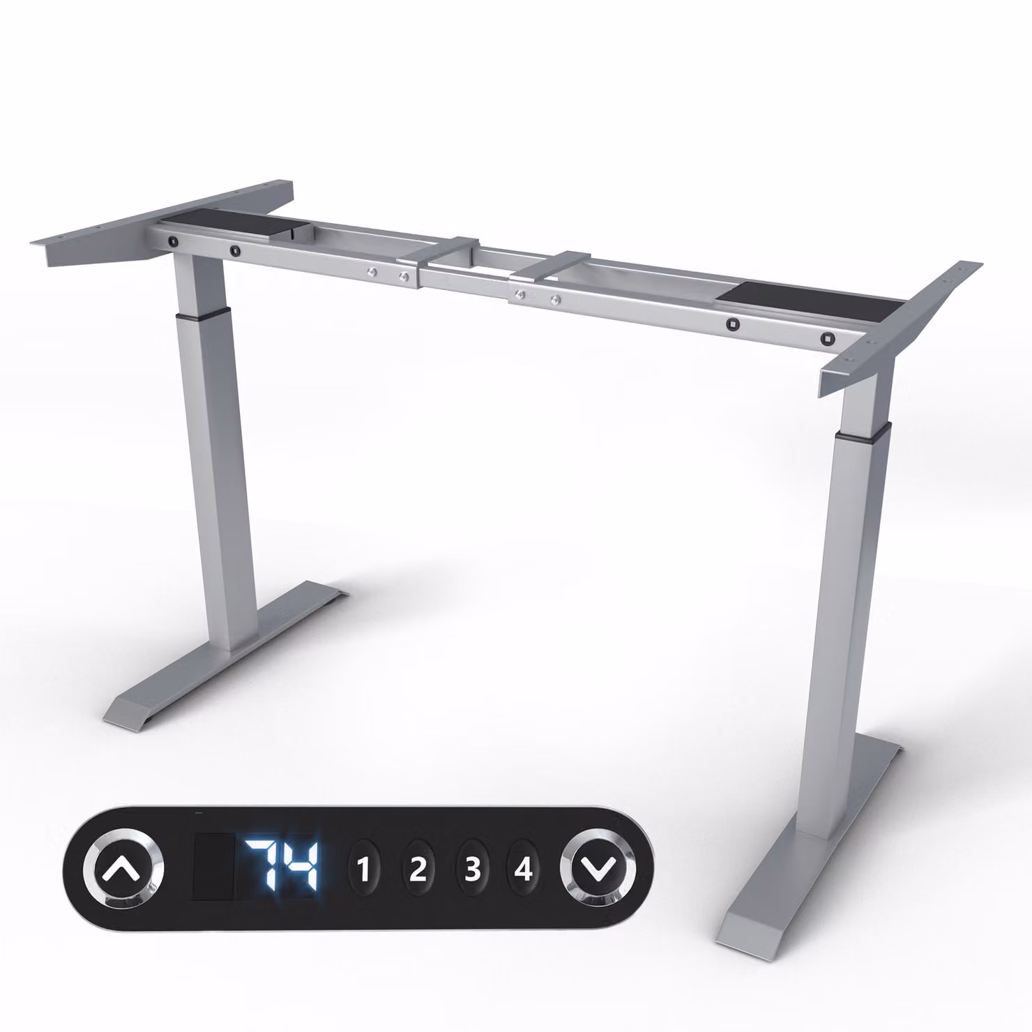 Struttura per scrivania regolabile in altezza - Telaio per tavolo - Telaio per scrivania da ufficio con doppio motore, regolazione elettrica dell'altezza, touchscreen e funzione di memoria - Argento