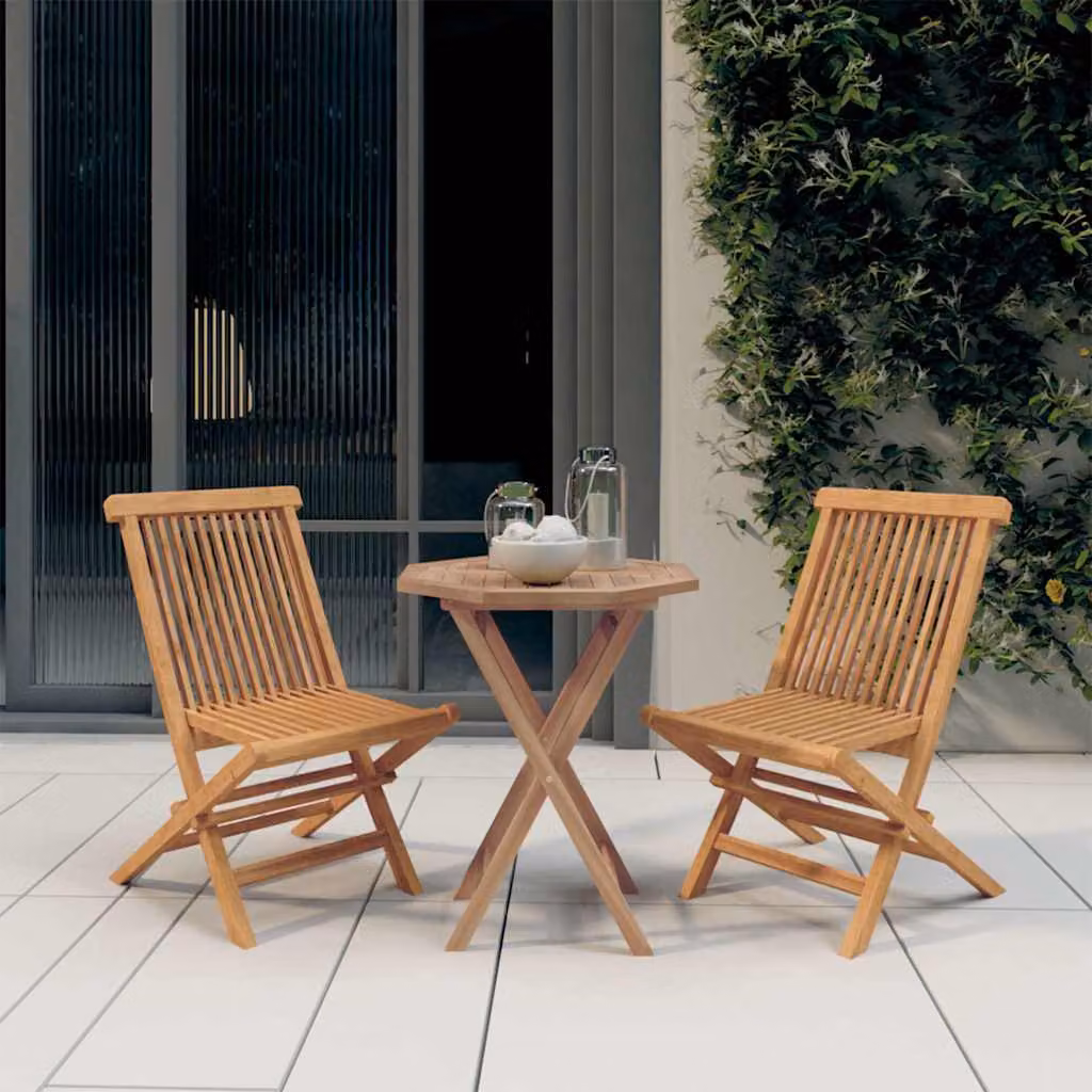Set da pranzo per giardino vidaXL in legno di teak marrone composto da 3 pezzi