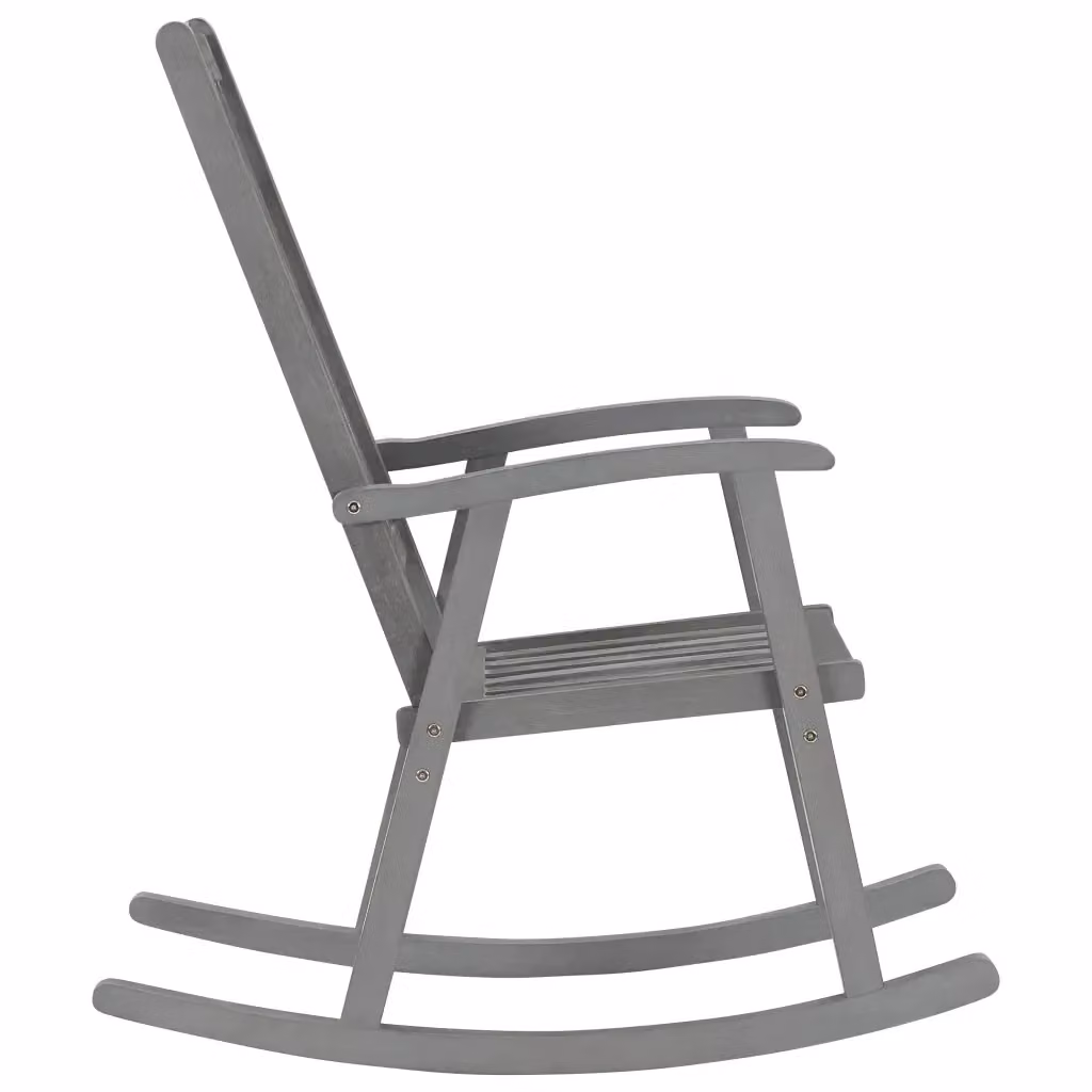 Sedia a dondolo in legno di acacia grigio vidaXL – 2