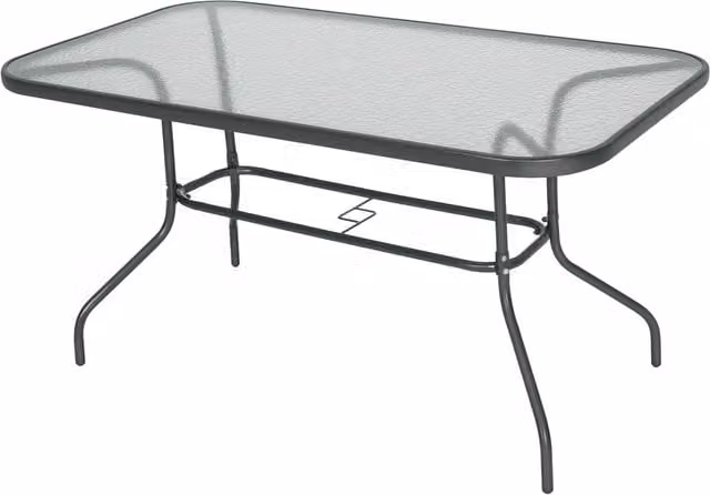 Tavolo da giardino rettangolare ¨C Minimal ¨C Grigio, metallo, vetro temperato, 140x80x70 cm