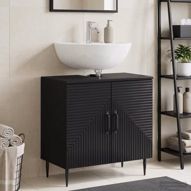 Armadio per lavabo da bagno vidaXL HAARLEM nero moderno L: 59,5 cm, P: 31,5 cm, H: 59 cm