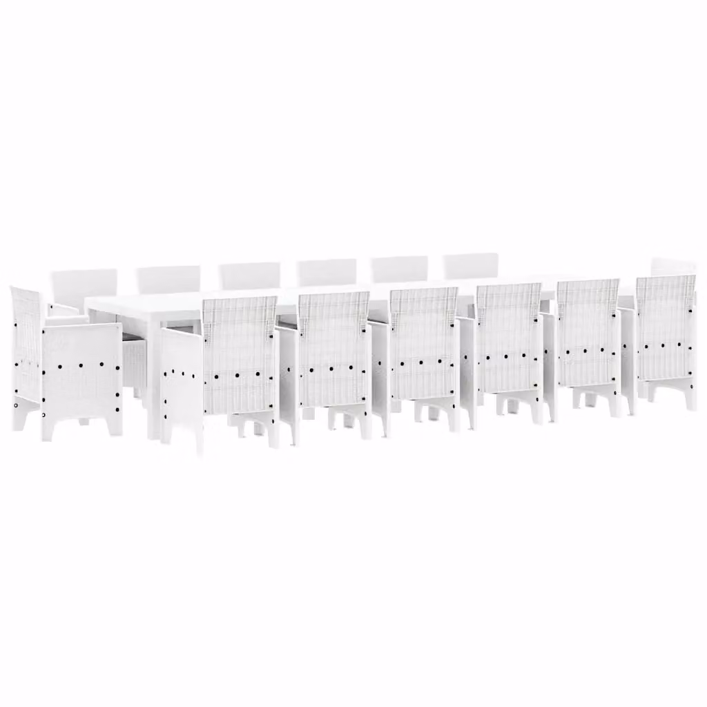 Set da pranzo da giardino moderno vidaXL in polyrattan bianco con 15 pezzi e cuscini rimovibili – 2