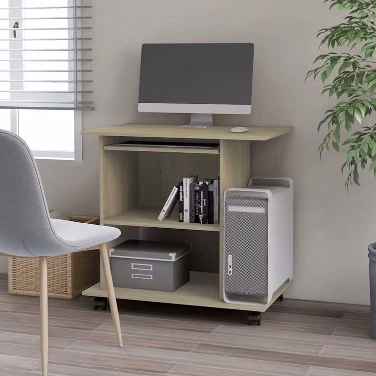 Scrivania Computer moderna vidaXL in legno Rovere Sonoma, L 80 cm x P 50 cm x H 75 cm