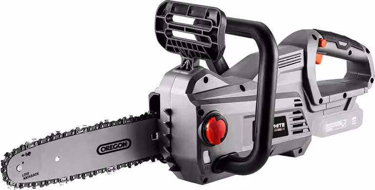 Motosega a batteria GRAPHITE 18V Energy+, 10" (250 mm), corsa catena 6 m/s, serbatoio olio catena 100 ml, passo catena 3/8" (9,53 mm), spessore catena 0,05" (1,3 mm), lunghezza barra di lavoro 240 mm, pompa olio automatica