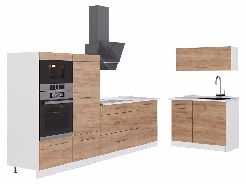 Cucina Vicco Fame-Line Rovere dorato 380 cm senza piano di lavoro, Model 62945