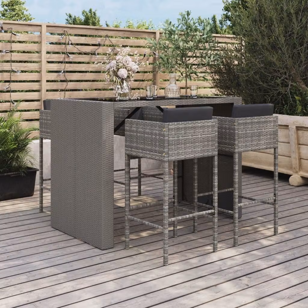 Maison Exclusive - Set Bar da Giardino 5 pz con Cuscini in Polyrattan Grigio
