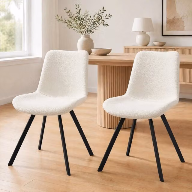 Set di 2 sedie girevoli 360° in tessuto bianco