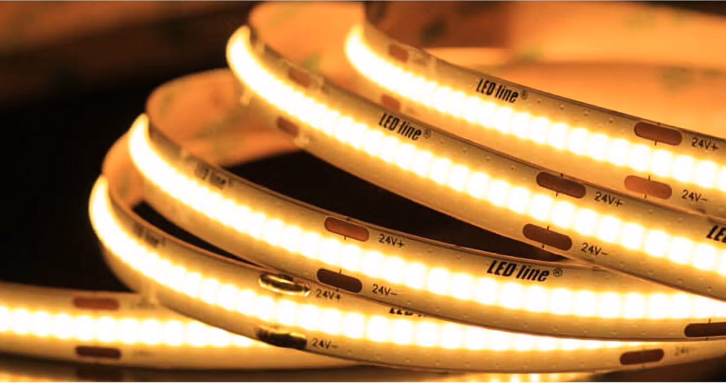 LED-line® Striscia LED COB da 5 metri 24V DC 320SMD 3600 lumen bianco caldo (2700K)