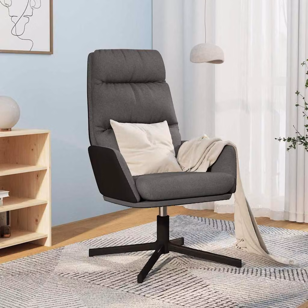 Poltrona Relax Girevole vidaXL Grigia con Braccioli e Struttura in Metallo