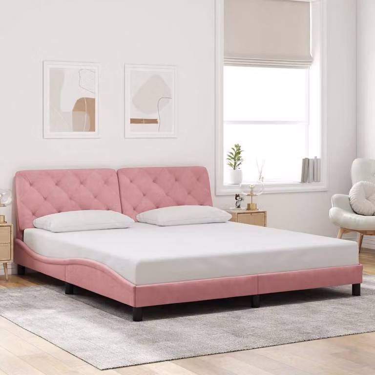 vidaXL Giroletto senza Materasso in Velluto Rosa 180x200 cm