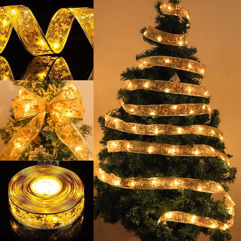 Catena luminosa da 5 metri con 50 LED bianco caldo, ideale per l'albero di Natale
