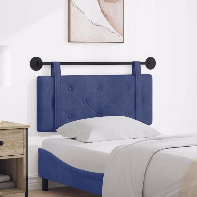 Testiera sospesa vidaXL in velluto blu polizia con pannello imbottito L: 110 cm, H: 55 cm, P: 5 cm
