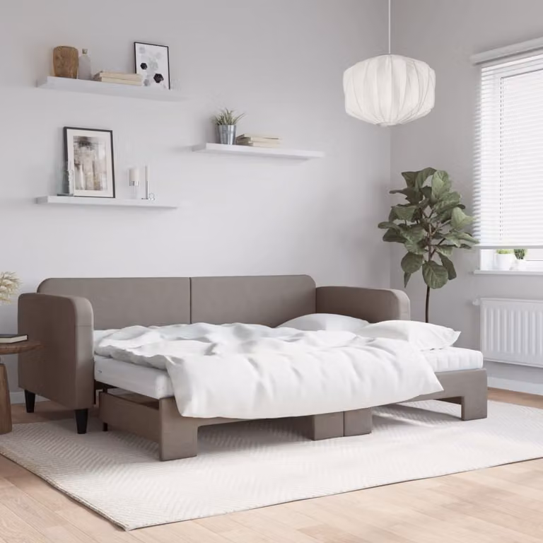 Maison Exclusive - Divano letto estraibile con materassi color taupe 80x200 cm in tessuto