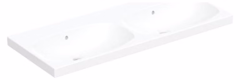 Geberit Acanto double lavabo, sans trous pour robinets, avec trop-plein, 1200x480mm, 500.628.01.2, 500.628.01.2