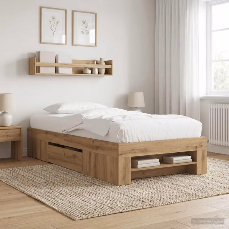 vidaXL Letto moderno con contenitore in legno Rovere, L 80 cm x P 200 cm