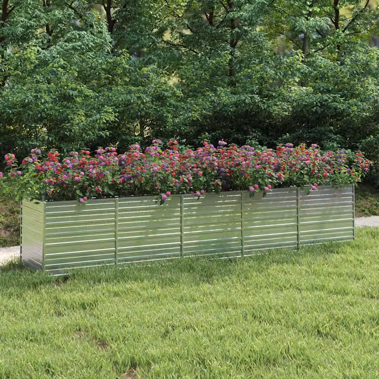 Letto rialzato da giardino vidaXL in acciaio zincato argento L: 400 cm, P: 80 cm, H: 77 cm