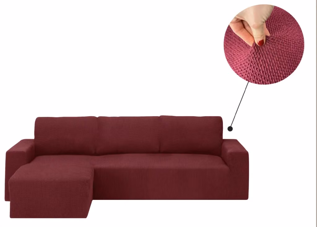 Copridivano con Penisola Chaise Longue Modello Capri Biancheriaweb Bordeaux Sinistra – 2