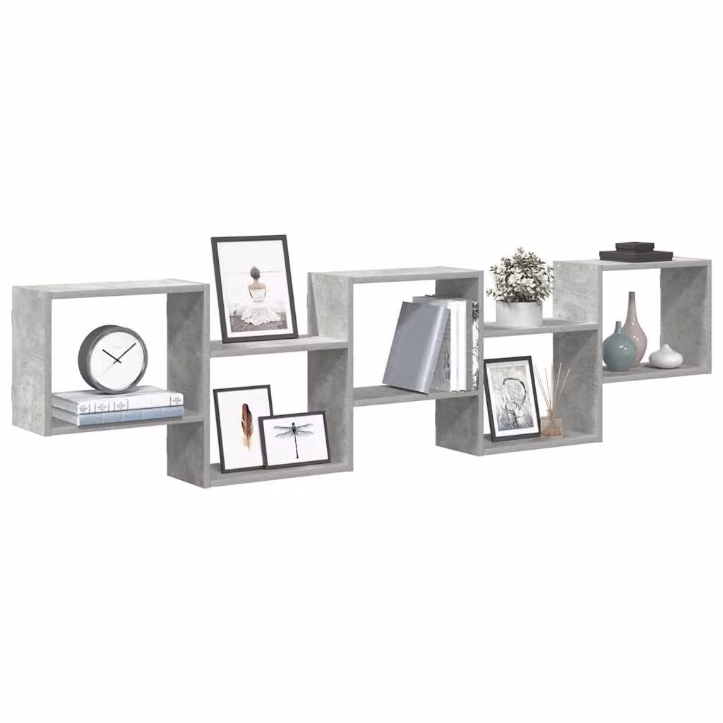 vidaXL Mensola a Cubo da Parete con 5 Scomparti in MDF Grigio Moderno