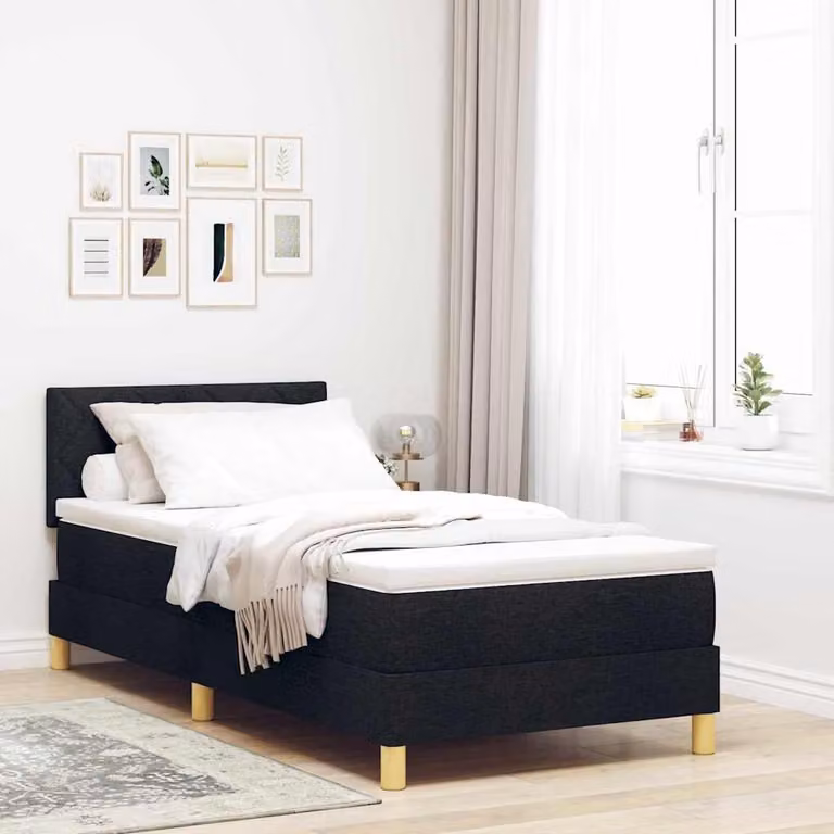 Maison Exclusive - Letto a molle con materasso Nero 90 x 200 cm Tessuto
