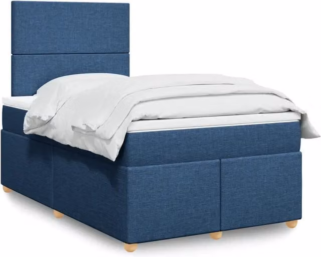 Letto Ibrido Moderno vidaXL con Materasso Blu e Struttura in Legno e Tessuto L/P/H: 120 x 200 x 150,5 cm