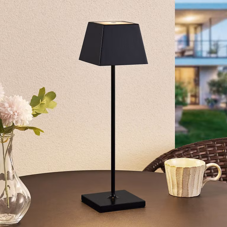 Lucande Patini lampada LED da tavoli esterni, nero Lucande, dimmerabile, Nero, Alluminio, Moderno