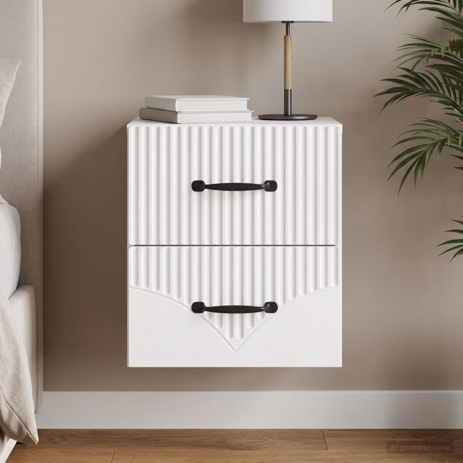 vidaXL Mobiletto da notte sospeso con cassetto Bianco L 34,5 cm x P 33 cm x H 40 cm