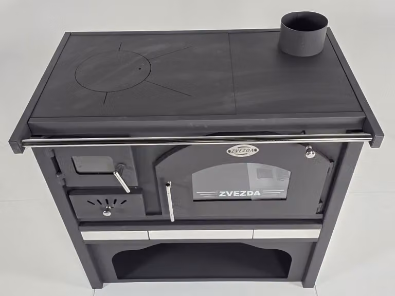 ZVEZDA Classic GFS Ceramic, Cucina a legna con forno e piano cottura, 5,9 kW, Ø 130 mm