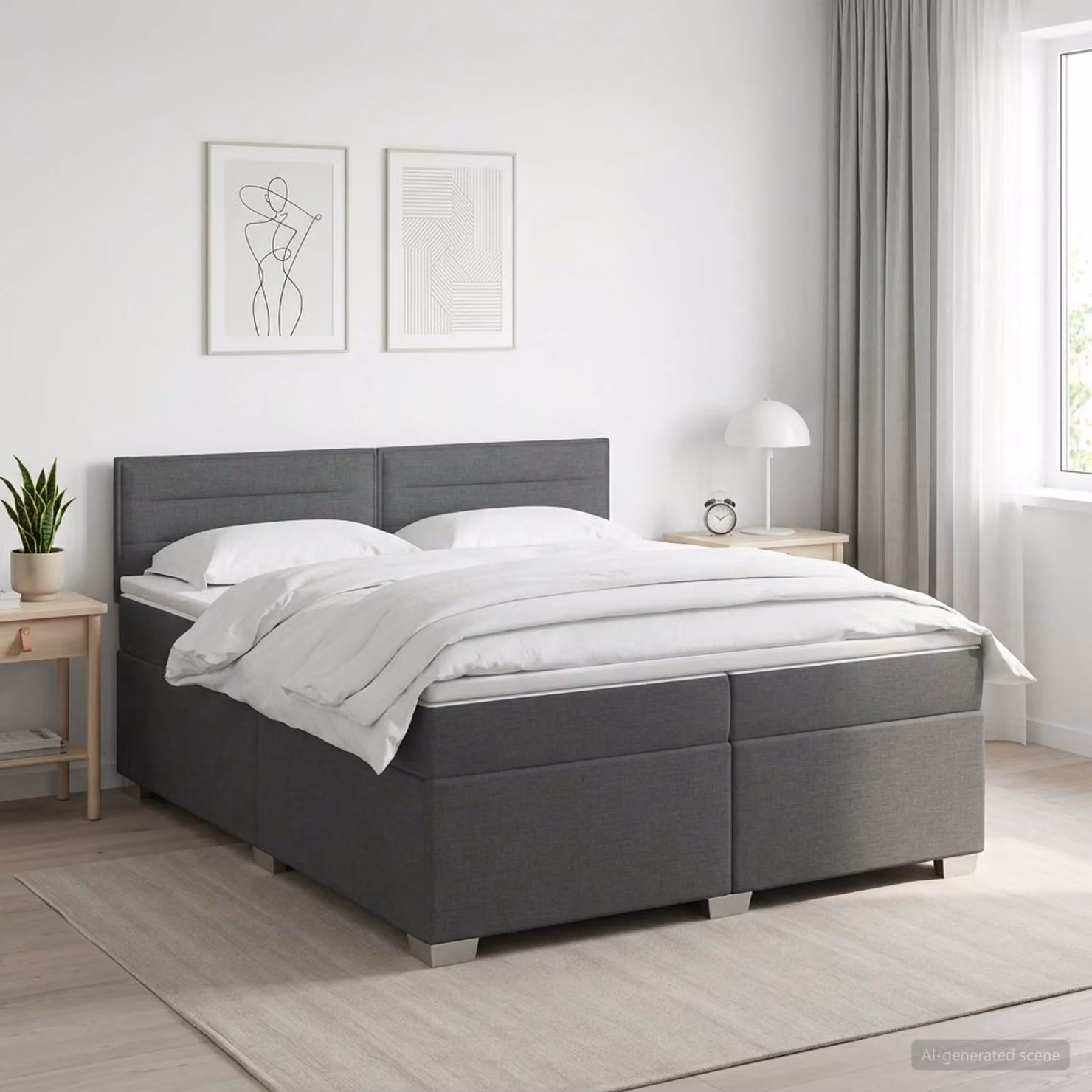 Letto con Box Spring, Materasso Ibrido e Illuminazione LED vidaXL, Grigio Scuro, 200 x 200 cm