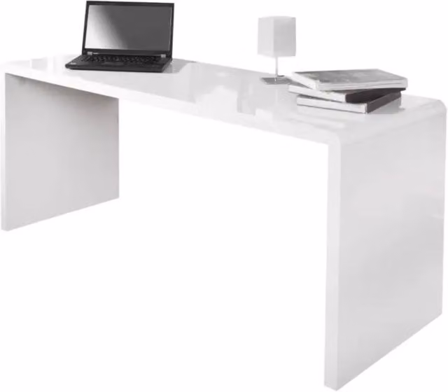 Scrivania retta SVEA 160 cm bianco lucido – Grande scrivania dal design moderno