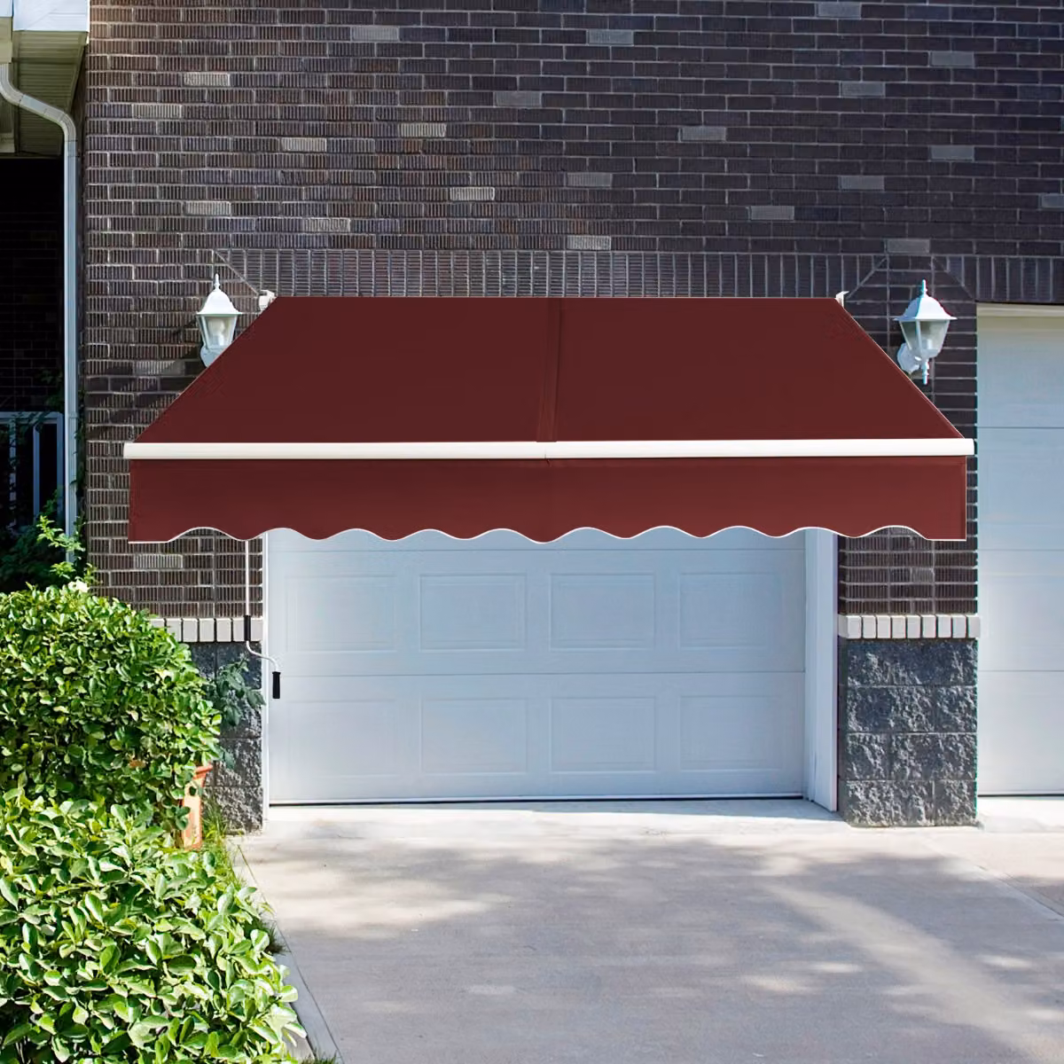 Tenda parasole retrattile Costway in alluminio e poliestere impermeabile con manovella, Rosso, L: 245 cm, H: 200 cm
