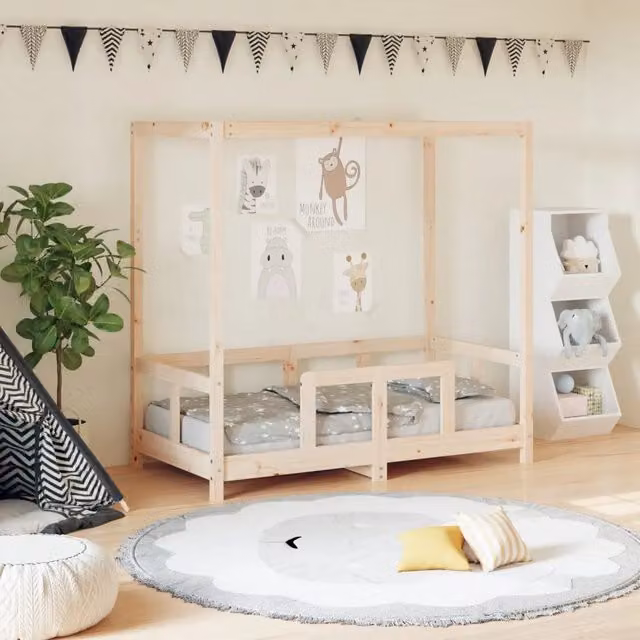 Giroletto per Bambini-Struttura Letto Bambini 70x140 cm in Legno Massello di Pino 534581