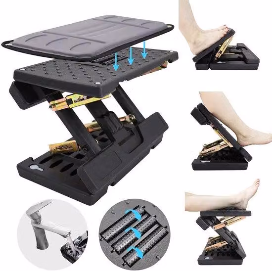 Uniqoos® poggiapiedi ergonomici e regolabili con funzione massaggio – pieghevoli e portatili, struttura in metallo robusta, ideali per l'ufficio, l'auto e i viaggi, per una postura migliore