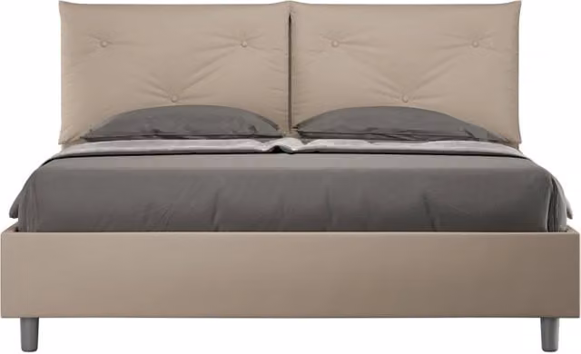 Letto imbottito Matrimoniale 160x210 cm Appia - Similpelle,Senza rete,Tortora