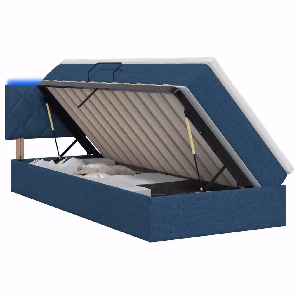 Letto con contenitore vidaXL in tessuto blu con illuminazione LED e porta USB, L/P/H: 100 x 200 x 88 cm – 2