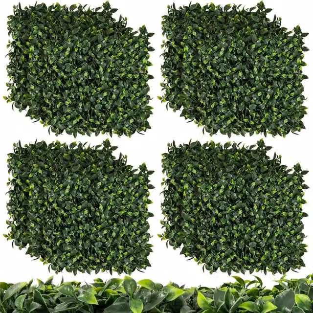 Set di 12 pannelli di siepe artificiale gardenia verde per decorazione di giardino e balcone, L/P: 50 x 50 cm