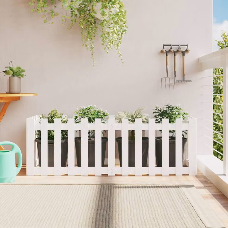 Fioriera da giardino rialzata vidaXL in legno di pino massello bianca L 150 x P 50 x H 50 cm