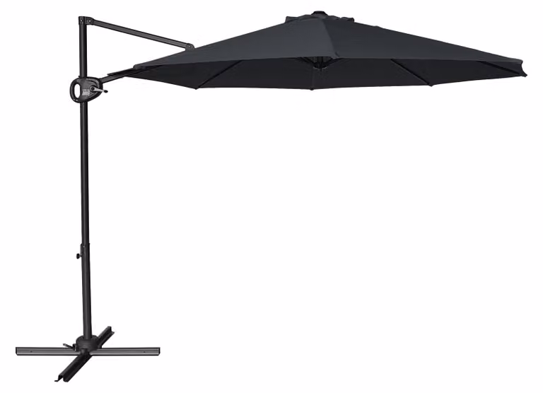 AXI Solea Ombrellone decentrato rotondo Ø 300 cm, antracite/grigio | Da giardino/terrazza, tessuto anti-UV, indice UPF 30+ | Base a croce, fodera