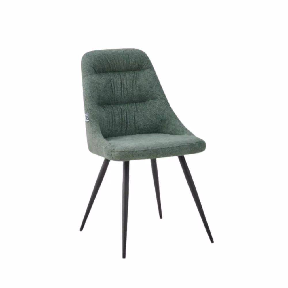 Set di 2 sedie imbottite Cascade moderne in tessuto verde con gambe in metallo nero – 2