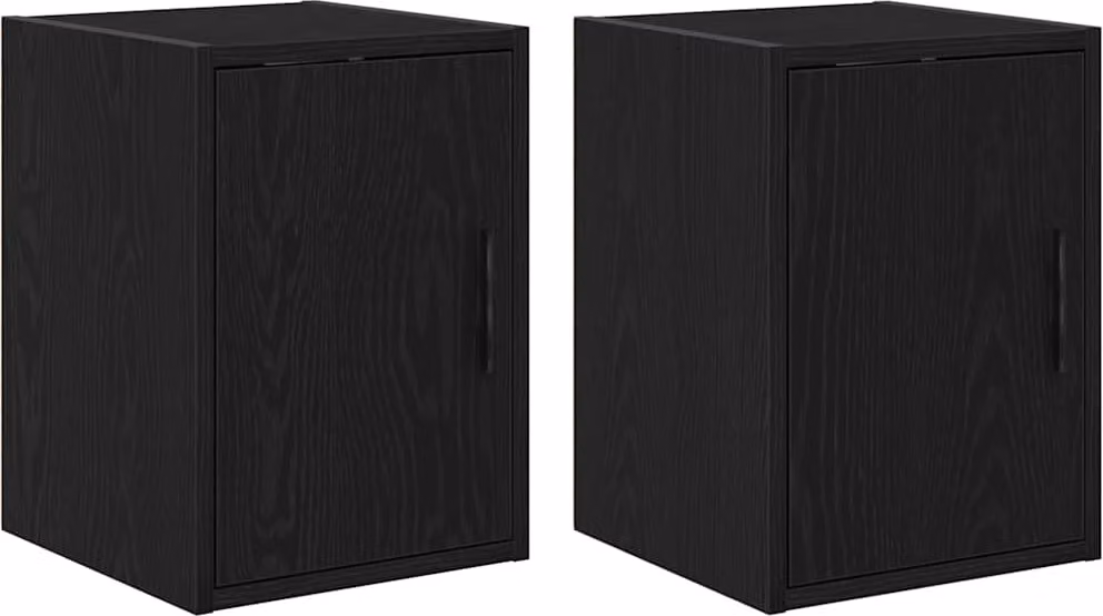 Pensili per Garage 2 pz Neri in Legno Multistrato