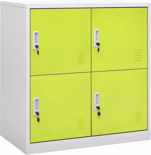 Set di 5 armadietti per chiavi vidaXL in acciaio, colore grigio chiaro e verde, L: 90 cm, P: 45 cm, H: 92,5 cm