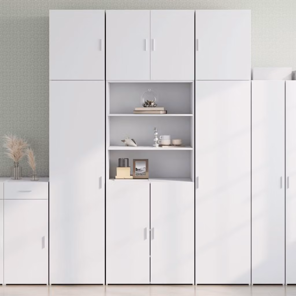 vidaXL Credenza Moderna Bianca con Ante a Battente e Ripiani Interni, L/P/H: 80 x 42,5 x 249 cm