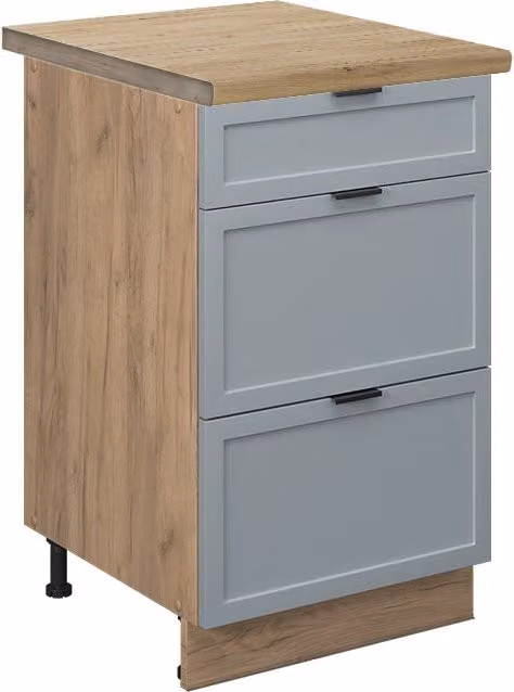 Mobiletto base per cucina Fame-Line Blu-grigio chiaro/Rovere dorato 50 cm, PL Rovere Vicco