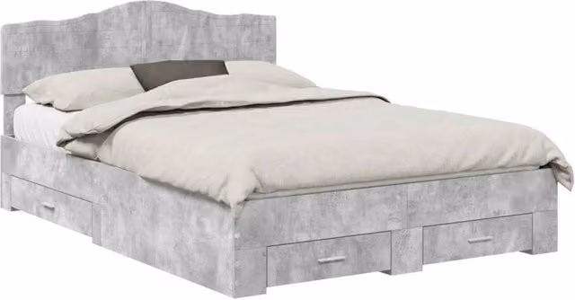 Letto matrimoniale | Letto per adulti | Struttura del letto con testiera Grigio cemento 140 x 190 cm