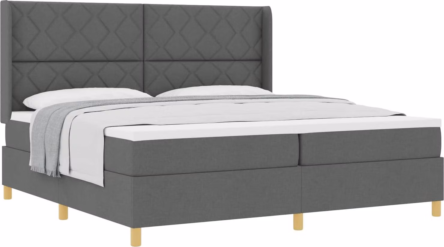Letto a molle con materasso grigio scuro 200 x 200 cm in tessuto