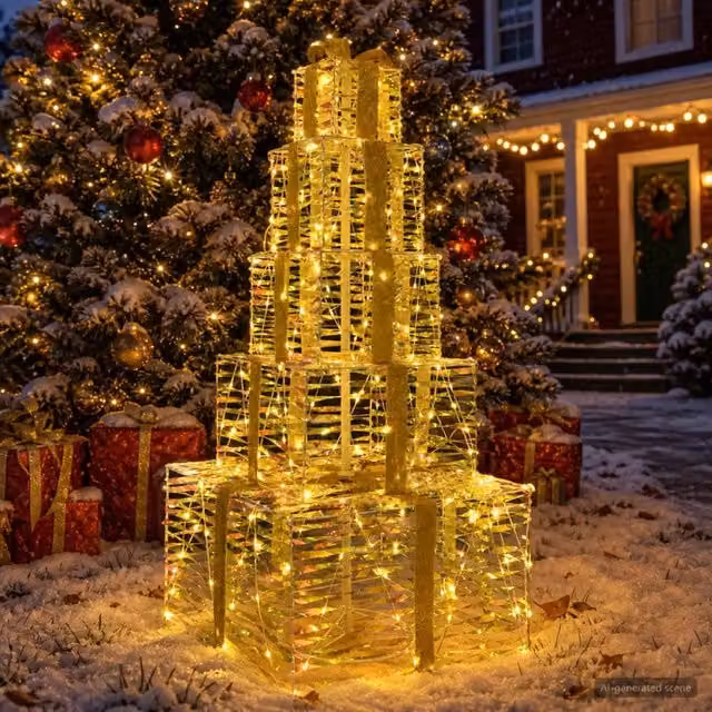 Pacchi regalo di Natale impilabili con LED 250 LED Bianco caldo 42049490