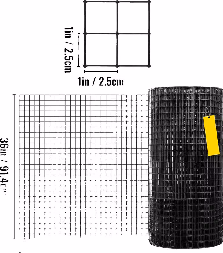 Recinzione in filo metallico saldato, rivestita in vinile, struttura a maglie durevoli, 36in x 50ft