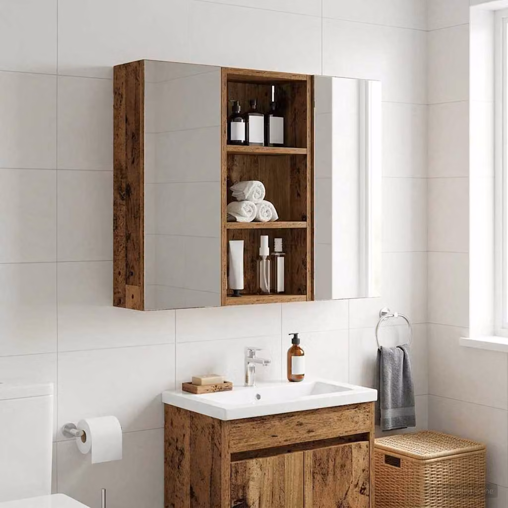 Armadio da bagno a muro vidaXL in legno marrone con ripiani interni L/P/H: 30 x 16 x 62,5 cm