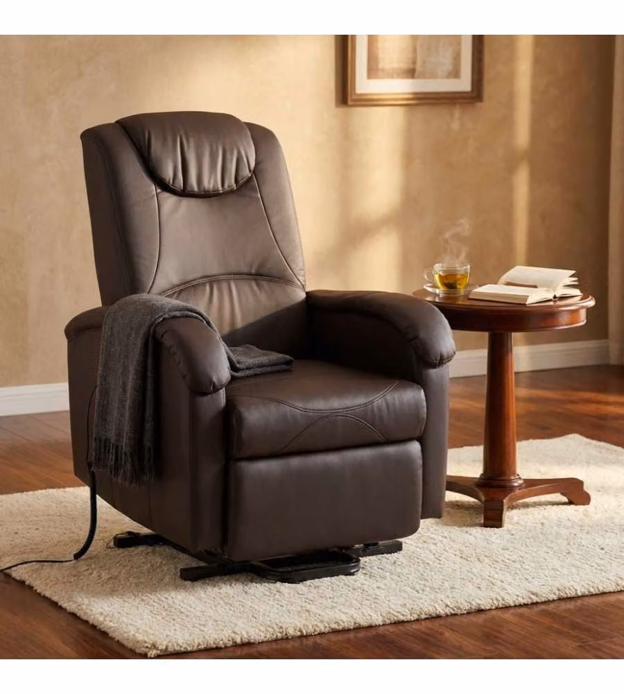Cosma Poltrona Relax Elettrica Massaggiante in Faux Leather Marrone e Beige L/P/H: 72 x 95 x 106 cm – 1