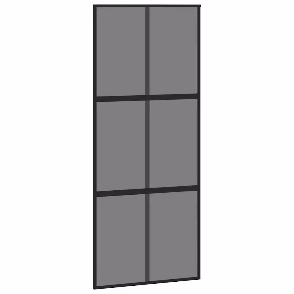 Porta Scorrevole vidaXL in Vetro Trasparente e Alluminio Nero L: 90 cm, H: 205 cm – 2