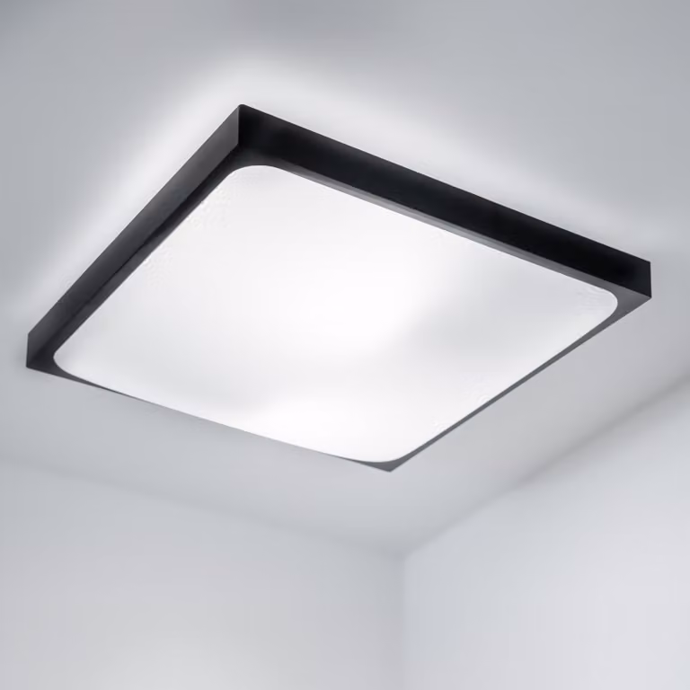 LUMILED LED plafoniera 2 x E27 presa IP44 30cm nero bianco lampada da soffitto soggiorno soffitto faretto pannello quadrato soffitto esterno corridoio cantina balcone bagno
